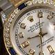 Rolex SS & Gold 26mm Datejust Watch Silver Dial with Sapphire & Diamond Bezel