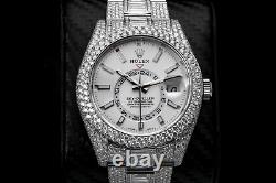 Rolex Sky Dweller White Dial Stainless Steel 326934 Custom Diamond Watch with Ba