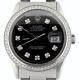 Rolex Stainless Steel Datejust Watch Oyster withBlack Diamond Dial & 1 ct Bezel