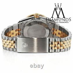 Rolex Stainless Steel & Gold 36mm Datejust Watch 2 Tone Emerald & Diamond