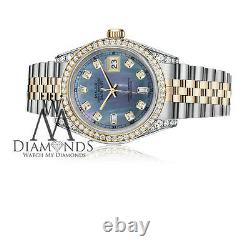 Rolex Stainless Steel Gold 36mm Datejust Watch Tahitian MOP Color Diamond Dial