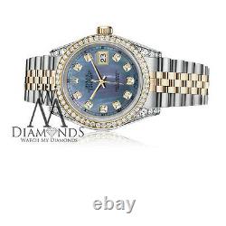 Rolex Stainless Steel & Gold 36mm Datejust Watch Tahitian MOP Diamond Dial