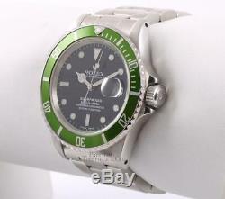 Rolex Submariner Date 16610 S/Steel Custom Green Bezel Black Dial 40mm Watch