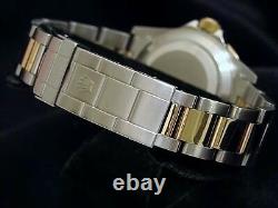 Rolex Submariner Date 18k Yellow Gold & Steel Watch Blue Dial Bezel Sub 16613