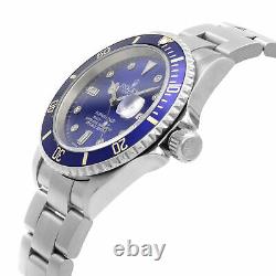 Rolex Submariner Date Steel No Holes Custom Blue Dial Automatic Men Watch 16610