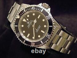 Rolex Submariner Mens Stainless Steel No Date Sub Watch Black Dial & Bezel 14060