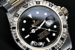 Rolex Submariner Two Tone 40mm Men's Watch with Custom Set Diamond Bezel 16613