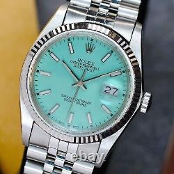 Rolex Unisex Datejust Stainless Steel Custom Powder Blue Dial Fluted 36mm Watch