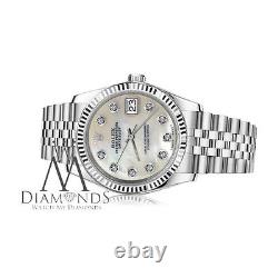 Rolex White Pearl 26mm Datejust MOP Mother Of Pearl Diamond 18K SS Watch