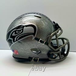 Seattle Seahawks CUSTOM Stainless Steel Hydro-Dipped Mini Football Helmet