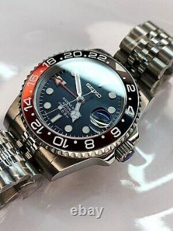 Seiko GMT Red-Black Solid Stainless Steel 40mm NH36 Movement Automatic