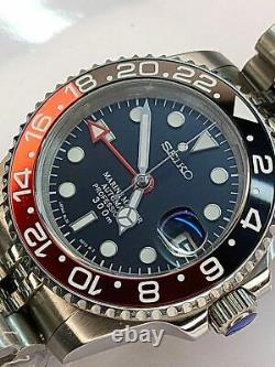 Seiko GMT Red-Black Solid Stainless Steel 40mm NH36 Movement Automatic