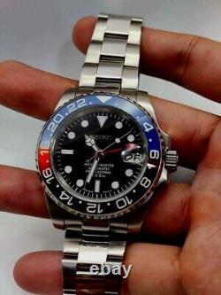 Seiko GMT Red-Blue Solid Stainless Steel 40mm NH36 Movement Automatic