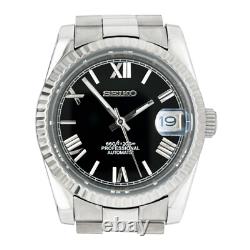 Seiko Mod President Style Monochrome Custom Stainless Steel Watch NEW
