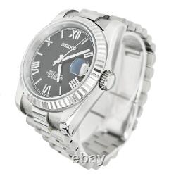 Seiko Mod President Style Monochrome Custom Stainless Steel Watch NEW