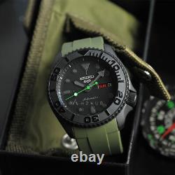 Seiko Mod The Commando SRPD79K1M3 Men Black Custom Watch 42mm Rubber Strap