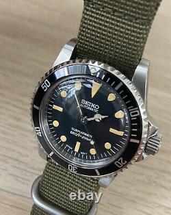 Seiko NH35 Vintage Submariner 5513 Mod Tropical Patina Custom Watch Domed Diver