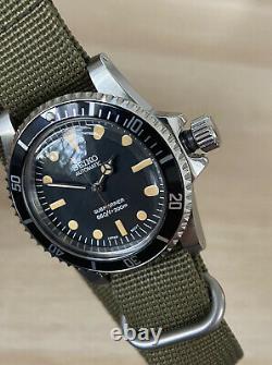 Seiko NH35 Vintage Submariner 5513 Mod Tropical Patina Custom Watch Domed Diver