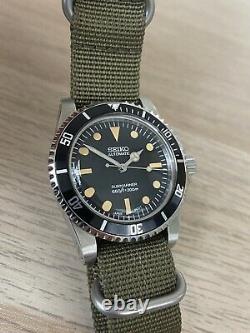 Seiko NH35 Vintage Submariner 5513 Mod Tropical Patina Custom Watch Domed Diver