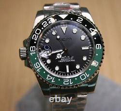 Seiko NH35A Movement 40MM Ceramic Lefty Sprite Watch Stainless Steel Custom Mod