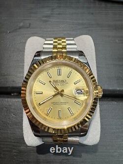 Seiko Nh35 Mod Gold Datejust 40mm Trusted Seller Fluted bezel FREE CUSTOMIZATION