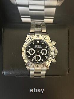 Seiko SII custom build black seitona mod chronograph watch sapphire sport luxu