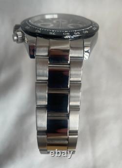 Seiko Speedtimer Watch Seitona / Daytona Custom Mod Ceramic Chronograph Black
