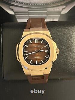 Seiko TMI custom build rosegold chocolate dial nautilus automatic watch mod