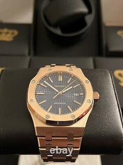 Seiko tmi custom build rosegold blue oak automatic watch