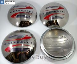 Set (4) 1941 42 46 47 48 Chevy Car Pickup Truck Steel Hubcaps / Fits Ford Wheels