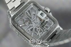Skeleton Moissanite Diamond Men Watch, Stainless Steel Iced Out Hip Hop Watch