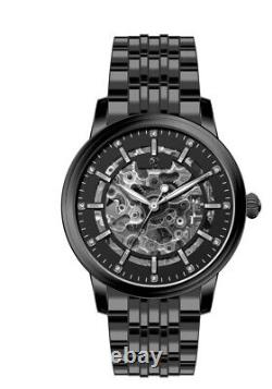 Skeleton Perpetual Innovations Mens BLACK Watch Stainless Steel Sapphire CUSTOM