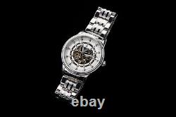 Skeleton Perpetual Innovations Mens BLACK Watch Stainless Steel Sapphire CUSTOM