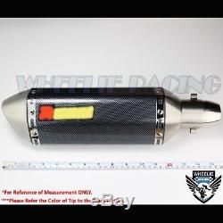 Slanted Burnt Tip Carbon Look Motorcycle 1.5-2 Performance Exhaust Muffler Kit