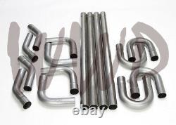 Stainless Steel 2.5 Custom Exhaust Tubing Mandrel Bend Pipe Straight U-Bend Kit