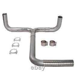 Stainless Steel 5 T Pipe Kit Dual Smoker Exhaust Stack System Universal Silver