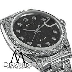Stainless Steel Diamond Rolex Datejust 34mm Black Diamond Accent Dial Watch