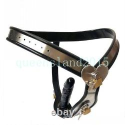 Stainless Steel Female Chastity Belt Device Pants Back SPLIT + Plug Removable