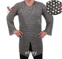Stainless Steel Flat Ring Round Riveted Chainmail Shirt usable item new