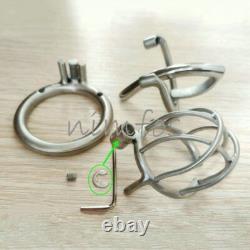 Stainless Steel Male Chastity Cage Device with Screw Lock Custom CBT Lock Ring