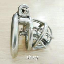 Stainless Steel Male Chastity Cage with Curve Ring Screw Double Lock Custom Cage