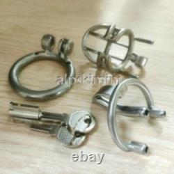 Stainless Steel Male Chastity Cage with Curve Ring Screw Double Lock Custom Cage