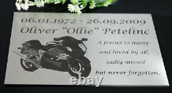 Stainless Steel Memorial Plaque Urn Grave Marker Laser Engraved Your Custom Bike