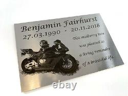 Stainless Steel Memorial Plaque Urn Grave Marker Laser Engraved Your Custom Bike