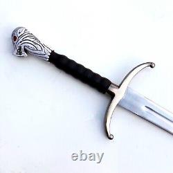 Stainless steel sword with cat handle custom handmade with leather sheath. Gifts