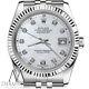 Steel Rolex Ladies 31mm Datejust 18K White Gold Natural Pearl Diamond Numbers