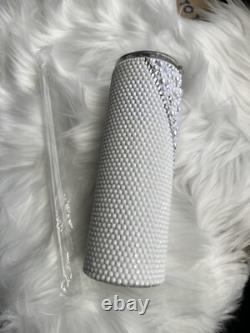 Stunning White 20oz Glittered Rhinestone Stainless Steel Custom Tumbler Mug