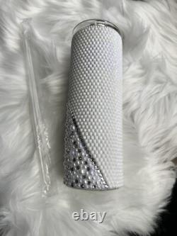 Stunning White 20oz Glittered Rhinestone Stainless Steel Custom Tumbler Mug