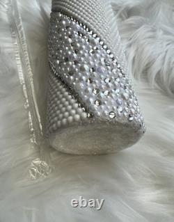 Stunning White 20oz Glittered Rhinestone Stainless Steel Custom Tumbler Mug