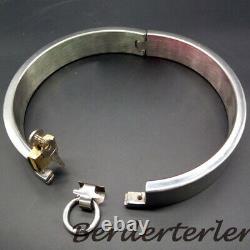 Top Stainless Steel Collar with Lock Heavy Collars Fetish Restraints Metal Neck